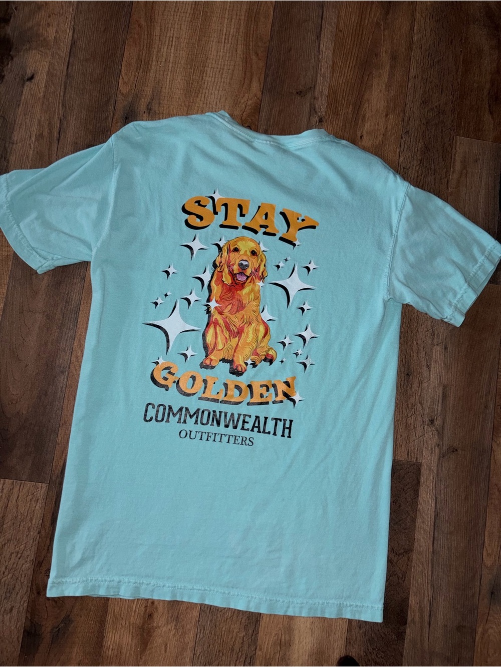 "Stay Golden" Dog Graphic T-Shirt - Light Blue